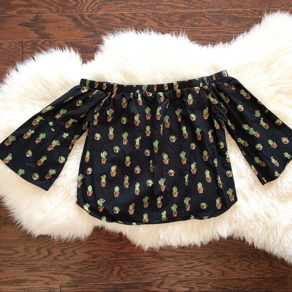 Blue Rain Off The Shoulder Black Cactus To… - Picture 3 of 7